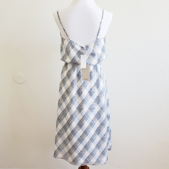 Joie Abiah Blue White Plaid Silk Midi Dress XXS - Picture 6 of 7
